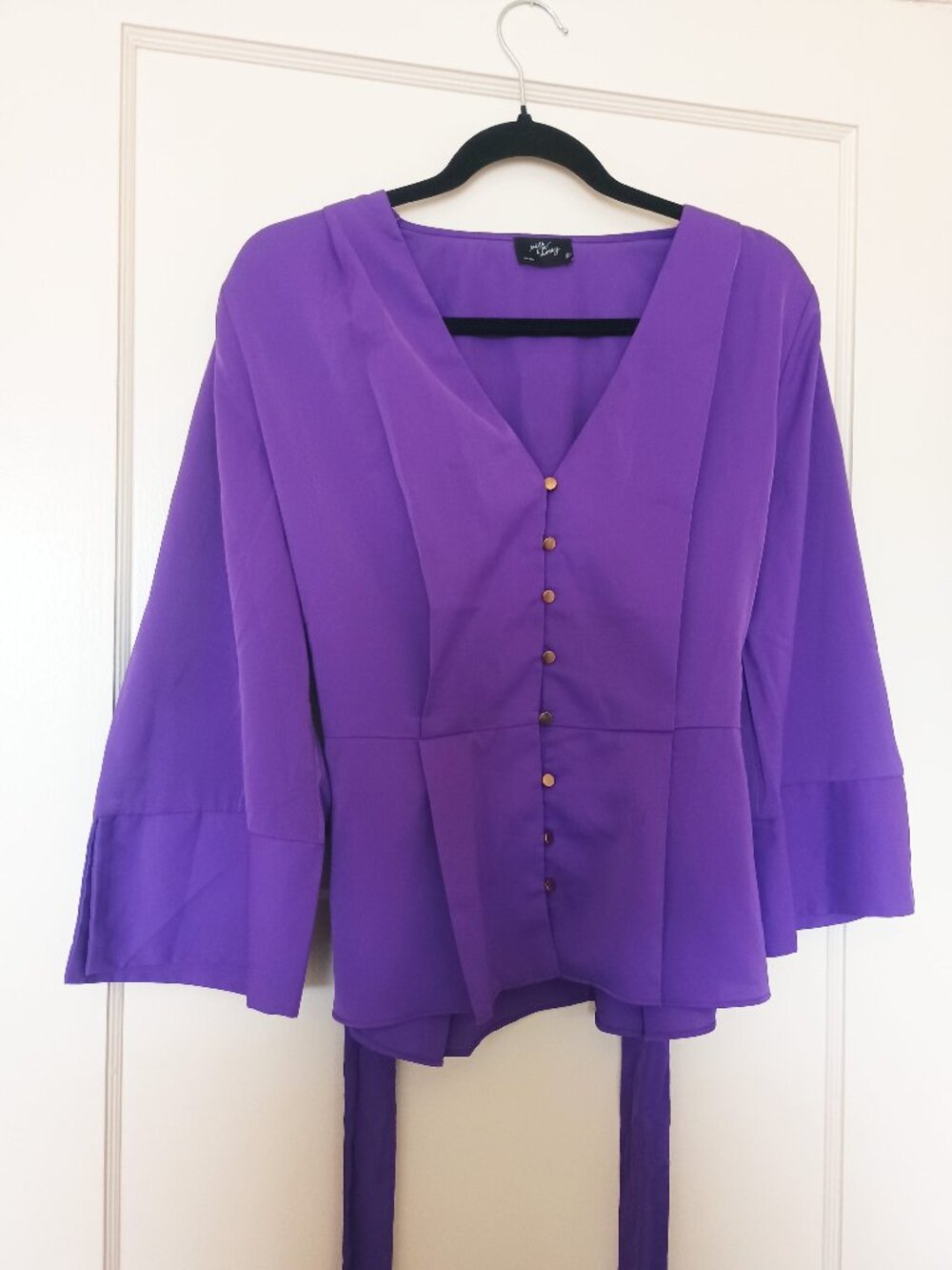 Milk & Honey Bright Royal Purple Peplum Top – Size M